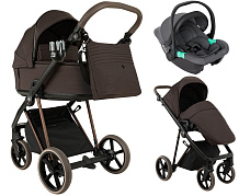 Детская коляска Roan Sol Vintage Luxury 2.0 3 в 1 с автокреслом Pituso Santiso Pro Graphite VIN 04/TC Turkish Coffe/Bronze/руч.Cappuccino