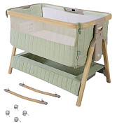 Приставная колыбель Tutti Bambini CoZee Sense c колесами, со звуком и светом Дуб/Зеленый (Drifted Oak and Eucalyptus)