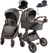 Детская коляска AmaroBaby Motus Premium Ecco Exclusive 4 в 1 с автокреслом Rant Miro Black и базой серый