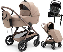 Коляска Agex Prima Pro 4 в 1 с автокреслом i-Safe Black и базой APD221 Dune бежевый