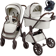 Детская коляска AmaroBaby Motus Premium Ecco Exclusive 3 в 1 с автокреслом Rant Miro Dark Grey молочный