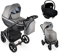 Детская коляска Bexa Ideal Eco 3 в 1 с автокреслом Avionaut Cosmo IE05 черный+св.серая кожа