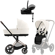 Коляска Cybex Priam IV Rosegold complete Cloud G Stone Grey Plus Base G 3 в 1 Off White