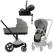 Коляска Cybex Priam IV Rosegold complete Cloud G Lava Grey Base G 3 в 1 Mirage Grey