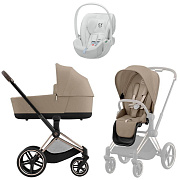 Коляска Cybex Priam IV Rosegold complete Cloud T Urban Mobility White 3 в 1 Cozy Beige
