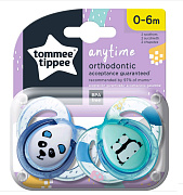 Соска-пустышка силиконовая Tommee Tippee Anytime, 0-6 мес., 2 шт. VERDE белый/зеленый