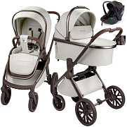 Детская коляска AmaroBaby Motus Premium Ecco Exclusive 3 в 1 с автокреслом Rant Miro Brown молочный