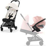 Коляска Cybex Coya Matt Black Frame Cloud T i-Size Peach Pink Plus Off White с дождевиком и бампером
