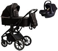 Детская коляска Peppy Tecla 3 в 1 с автокреслом Rise Shadow Black Chrome Edition (Черный)