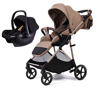 Прогулочная коляска Peppy Amici с автокреслом Rise Black Latte рама Beige