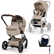 Коляска Cybex Balios S Lux Fold Cot TPE Cloud T Rebellious Luxury Denim Blue Base T 4 в 1 Almond Beige с дождевиками