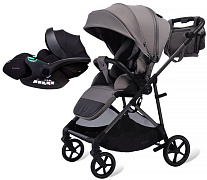 Прогулочная коляска Peppy Amici с автокреслом Verona Black Grey серый, рама серая