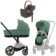 Коляска Cybex Priam IV Rosegold complete Cloud T Coconut Brown Plus Base T 4 в 1 Leaf Green
