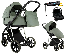 Детская коляска Roan Sol Vintage Luxury 2.0 4 в 1 с автокреслом Tutis Elo Lux EduSky Black и базой VIN 02/SG Sage Green/Sage/руч.Black