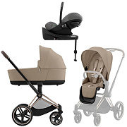 Коляска Cybex Priam IV Rosegold complete Cloud G Lava Grey Base G3 4 в 1 Cozy Beige