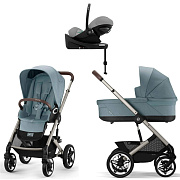 Коляска Cybex Talos S Lux TPE Cloud G3 Stone Grey Plus Base G3 4 в 1 Stormy Blue с дождевиками