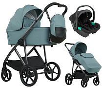 Детская коляска Pituso Mobi 3 в 1 с автокреслом Santiso Pro Black MB/05 Menta