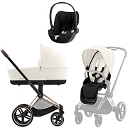 Коляска 3 в 1 Cybex Priam IV Rosegold complete и автокресло Cloud T i-Size Sepia Black Off White