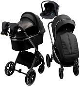 Детская коляска AmaroBaby Genius 3 в 1 с автокреслом Rant Miro Black черный