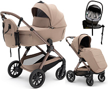 Коляска Agex Prima Pro 4 в 1 с автокреслом i-Safe Grey и базой APD221 Dune бежевый