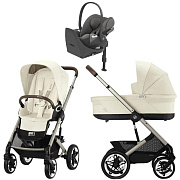 Коляска Cybex Talos S Lux TPE complete Cloud T Mirage Grey Base T 4 в 1 Seashell Beige с дождевиками