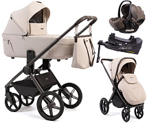 Детская коляска Peppy Monaco Thermo 4 в 1 с автокреслом Verona Brown и базой Beige (молочный), рама серо-коричневая