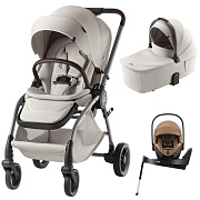 Коляска 3 в 1 Britax Roemer RIO LUX и автокресло Baby-Safe PRO LUX Warm Caramel + Vario Base 5Z Soft Taupe