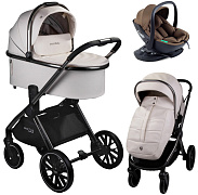 Детская коляска AmaroBaby Motus Premium Ecco 4 в 1 с автокреслом Rant Miro Moca и базой молочный
