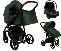 Детская коляска Roan Esso 2025 3 в 1 с автокреслом Tutis Elo Lux EduSky Black ESS113/1 Dark Green/Black