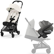 Коляска Cybex Coya Matt Black Frame Cloud T i-Size Mirage Grey Plus Off White с дождевиком и бампером