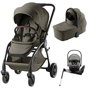 Коляска 3 в 1 Britax Roemer RIO LUX и автокресло Baby-Safe PRO Style Mineral Grey + Vario Base 5Z Urban olive