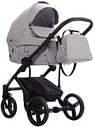 Детская коляска Bebetto Magnum Light SE Pro 2 в 1 06 св.серая кожа черная рама