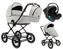 Детская коляска Roan Bass Next Classic d12 2.0 3 в 1 с автокреслом Pituso Santiso Pro Black BNC/84/2 Marzipan/Black/руч.Cappuccino