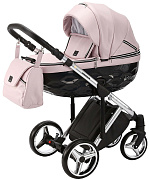 Детская коляска Adamex Chantal Special Edition Deluxe 2 в 1 C107 (СВ.РОЗ.ПЕРЛ.КОЖА ХРОМ.РАМА)