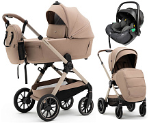 Коляска Agex Prima Pro 3 в 1 с автокреслом i-Safe S Black APP232 Beige (Бежевый)