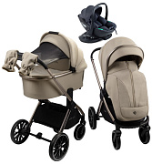 Детская коляска AmaroBaby Genius 4 в 1 с автокреслом Rant Miro Dark Grey и базой бежевый