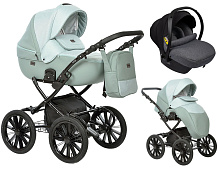 Детская коляска Indigo Porto Classic 14 3 в 1 с автокреслом Avionaut Cosmo Grey Po 05 шалфей кожа+шалфей лен
