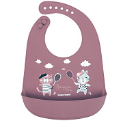 Нагрудник Canpol babies Bonjour Paris силиконовый с карманом 74/027 бордовый