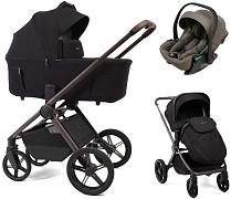 Детская коляска Peppy Soho 3 в 1 с автокреслом Jet Brown Black (черный) рама шоколад