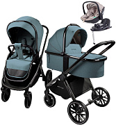 Детская коляска AmaroBaby Motus V2 4 в 1 с автокреслом Rant Miro Beige и базой бирюзовый