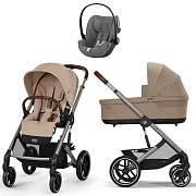 Коляска Cybex Balios S Lux TPE complete Cloud G Lava Grey 3 в 1 Almond Beige с дождевиками