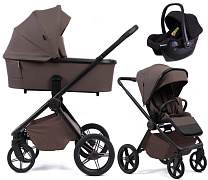 Детская коляска Peppy Monaco Plus 3 в 1 с автокреслом Rise Black Brownie (коричневый), рама черная