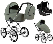 Детская коляска Roan Bass Next Classic d14 2.0 3 в 1 с автокреслом Tutis Elo Black BSNC/92/2 Sage Green/Black/руч.Black