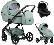 Детская коляска Tutis Viva 5 Plus Leather 2024 3 в 1 с автокреслом Elo Lux EduSky Black 1452045 Aquamarine