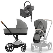 Коляска Cybex Priam IV Chrome Brown complete Cloud T Mirage Grey Plus Base T 3 в 1 Mirage Grey