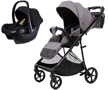 Прогулочная коляска Peppy Amici с автокреслом Rise Black Grey рама Black Chrome