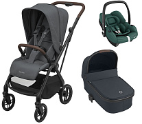 Детская коляска Maxi-Cosi Leona²  Oria 3 в 1 с автокреслом CabrioFix Essential green 1204204110 Twillic Graphite/1507750111 Essential Graphite
