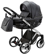 Детская коляска Adamex Chantal Special Edition Deluxe 2 в 1 С114 (ЧЕРН.ПЕРЛ.КОЖА+ХРОМ РАМА)