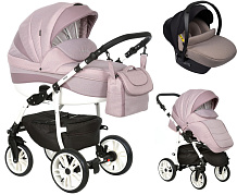 Детская коляска Indigo Indigo New 3 в 1 с автокреслом Avionaut Cosmo Beige In04 темная пудра