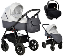 Детская коляска Indigo Charlotte Sity 3 в 1 с автокреслом Avionaut Cosmo Cs 05 т.серый+св.серый